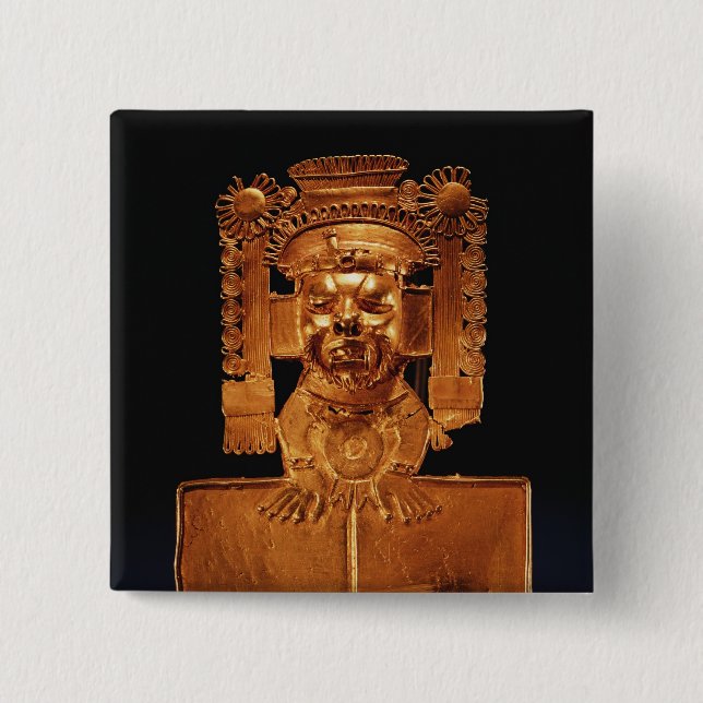 Badge Carré 5 Cm Pectoral du dieu Xipe Totec (Devant)