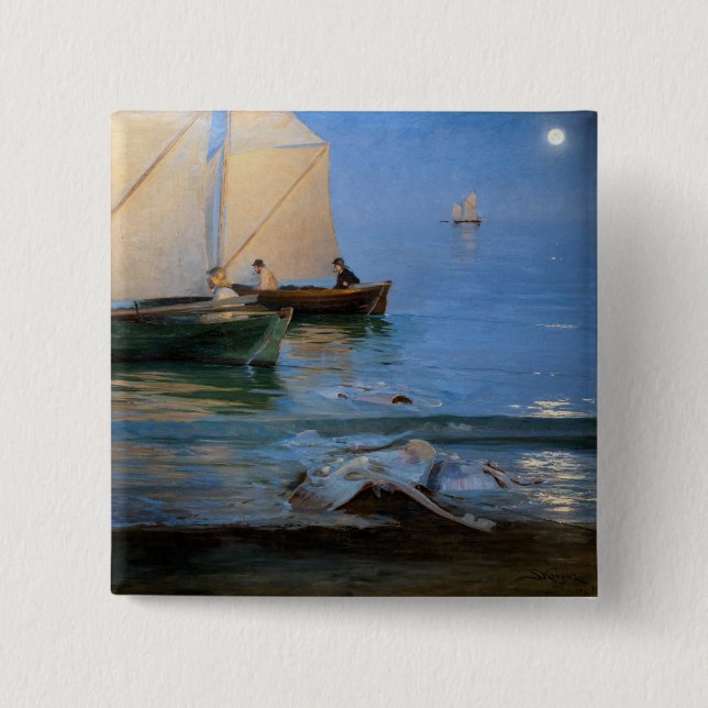 Badge Carré 5 Cm Peder Severin Kroyer - Bateaux de pêche (Devant)