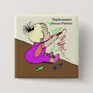 Badge Carré 5 Cm Peintre de la maison de remplacement