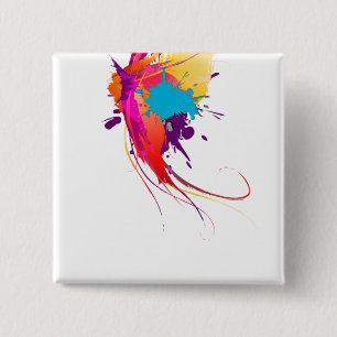 Badge Carré 5 Cm Peinture à papillon exotique Abstraite