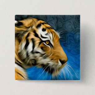 Badge Carré 5 Cm Peinture d'art tigre