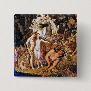 Badge Carré 5 Cm Peinture de fées "Oberon et Titania"