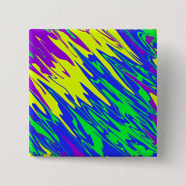 Badge Carré 5 Cm Peinture de Spray Mardi Gras Bleu (Devant)
