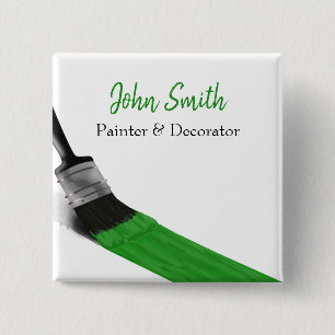 Badge Carré 5 Cm Peinture Peintre Service Société Pinceau vert
