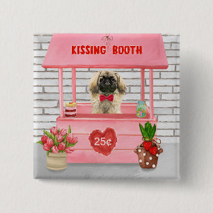 Badge Carré 5 Cm pekingese Chien Valentine's Day Kissing Booth