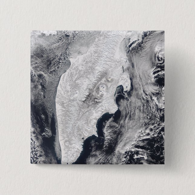 Badge Carré 5 Cm Péninsule du Kamchatka, Russie orientale (Devant)