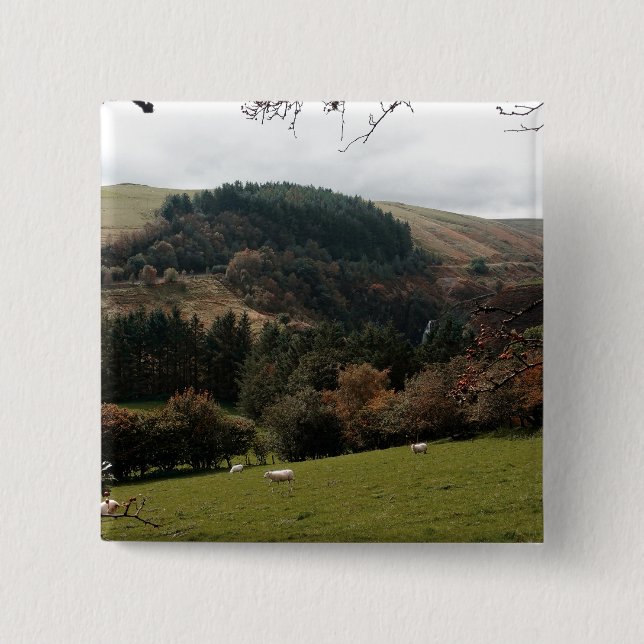 Badge Carré 5 Cm Pennant Valley Wales (Devant)