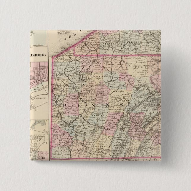 Badge Carré 5 Cm Pennsylvanie 4 (Devant)