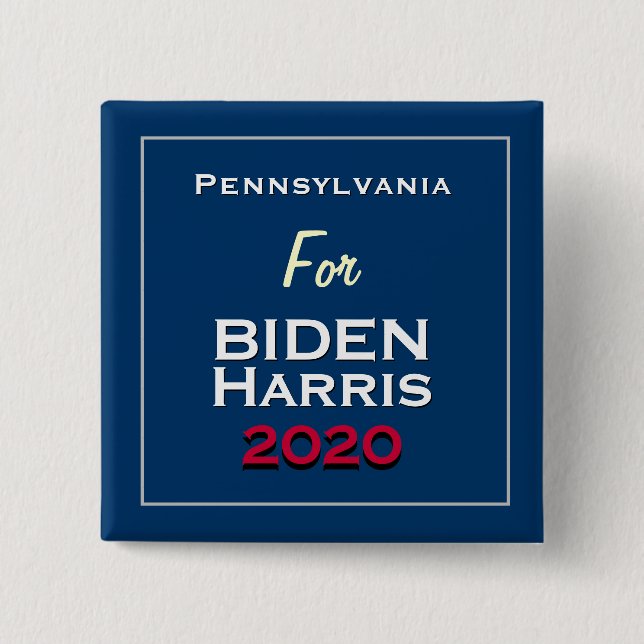 Badge Carré 5 Cm Pennsylvanie pour BIDEN HARRIS 2020 Carré (Devant)