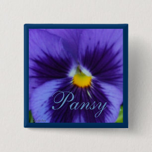Badge Carré 5 Cm Pensée bleue violette