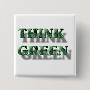 Badge Carré 5 Cm Pensez vert