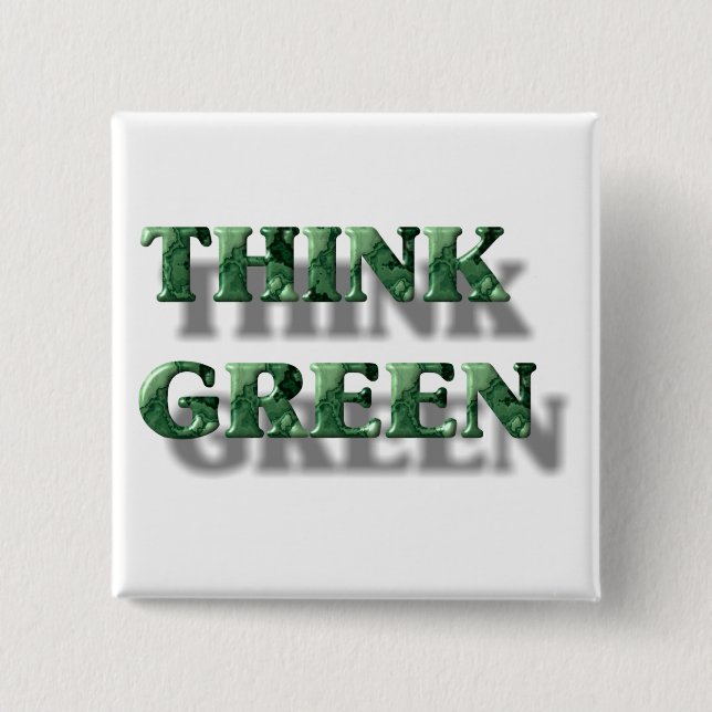 Badge Carré 5 Cm Pensez vert (Devant)