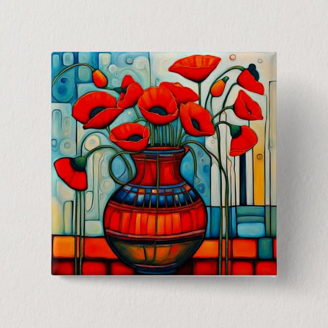 Badge Carré 5 Cm Pépites dans le vase (Devant)