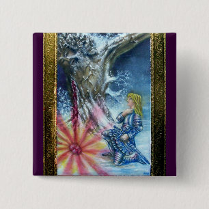 BADGE CARRÉ 5 CM PERCEVATION ET VISION DU SAINT-GRAIL
