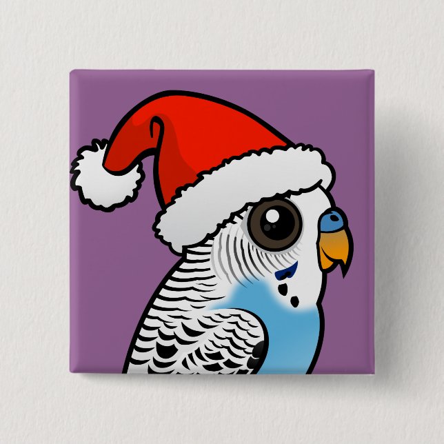 Badge Carré 5 Cm Père Noël Budgie Blue (Devant)