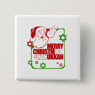 Badge Carré 5 Cm Père Noël Christmukkah