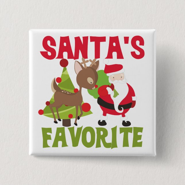 Badge Carré 5 Cm Père Noël favori (Devant)
