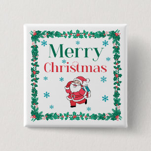 Badge Carré 5 Cm Père Noël Joyeux Noël