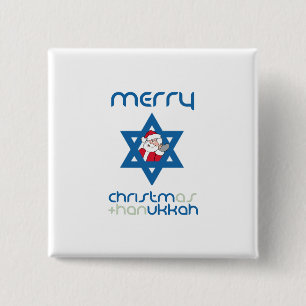 BADGE CARRÉ 5 CM PÈRE NOËL JUIF