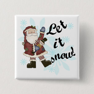 Badge Carré 5 Cm Père Noël Laisser la neige T-shirts et cadeaux