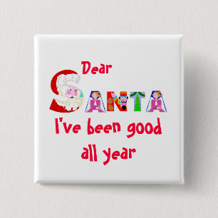 Badge Carré 5 Cm Père Noël rouge blanc Noël vacances