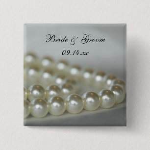 Badge Carré 5 Cm Perles Mariages blanches
