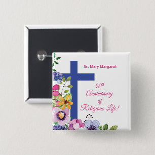 Badge Carré 5 Cm Personalize, 50th Anniversary Nun Religious Life