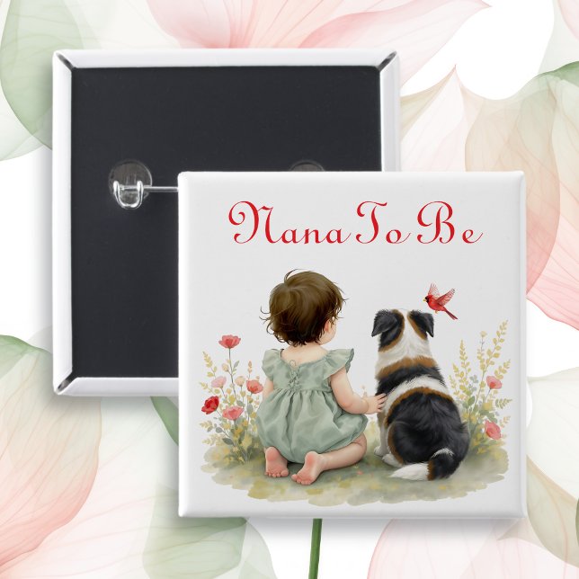 Badge Carré 5 Cm Personalized Baby Shower | Nana To Be (Créateur téléchargé)