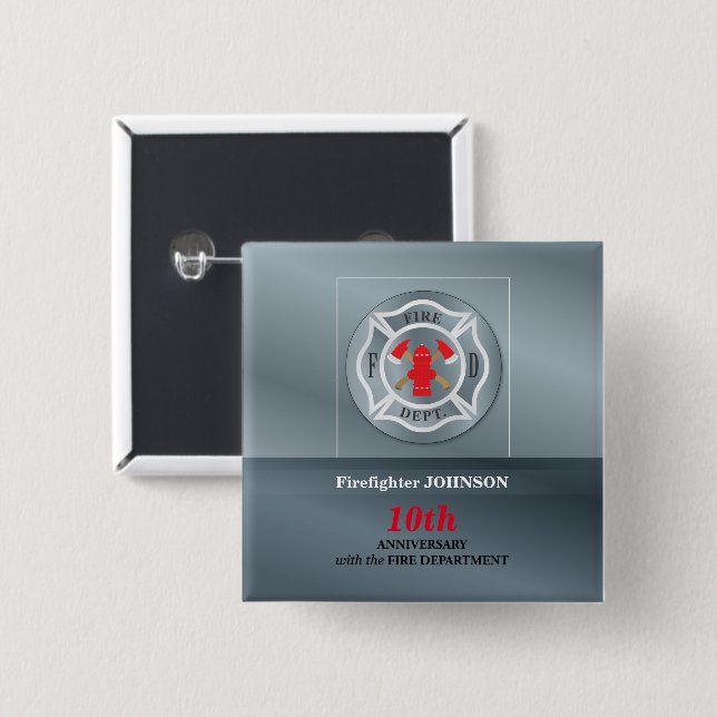 Badge Carré 5 Cm Personnalisable, Anniversaire avec le service d'in (Devant & derrière)