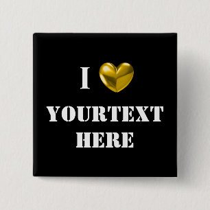 Badge Carré 5 Cm Personnalisable en noir d'amour