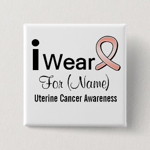 Badge Carré 5 Cm Personnalisable Je porte un ruban de cancer utérin