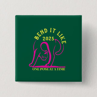 Badge Carré 5 Cm Personnalisable "Plier comme 2025" Yoga Cat