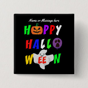 Badge Carré 5 Cm Personnalisé Happy Halloween amusant