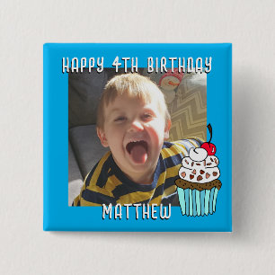 Badge Carré 5 Cm Personnalisé Joyeux Anniversaire Nom et âge