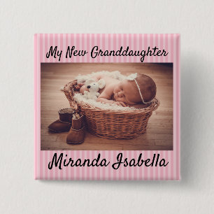 Badge Carré 5 Cm Personnalisé Mon Nouveau Bouton Grand-Fille