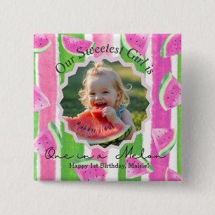 Badge Carré 5 Cm Personnalisé un dans un Melon Bouton d'anniversair