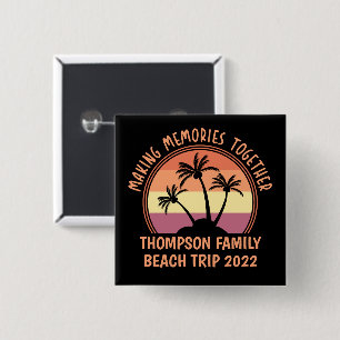 Badge Carré 5 Cm Personnalisé Vacances en famille Été Réunion Plage