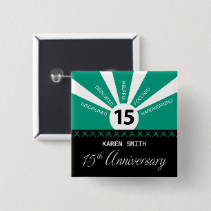 Badge Carré 5 Cm Personnaliser, 15e anniversaire professionnel d'en