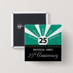 Badge Carré 5 Cm Personnaliser, 25e anniversaire de l'employé