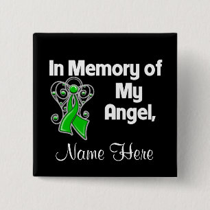 Badge Carré 5 Cm Personnaliser en mémoire de mon ange cancer du rei