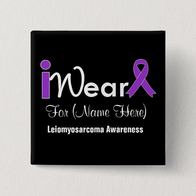 Badge Carré 5 Cm Personnaliser le ruban violet Leiomyosarcoma (Devant)