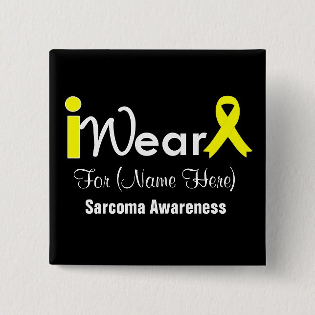 Badge Carré 5 Cm Personnalisez le sarcome jaune de ruban (Devant)