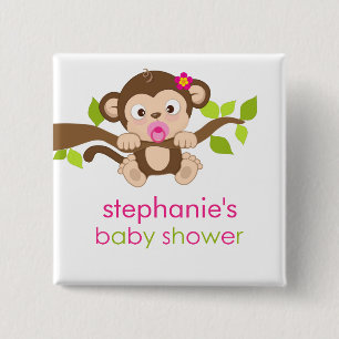Badge Carré 5 Cm Petit bouton mignon de baby shower de fille de