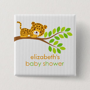 Badge Carré 5 Cm Petit bouton mignon de baby shower de léopard
