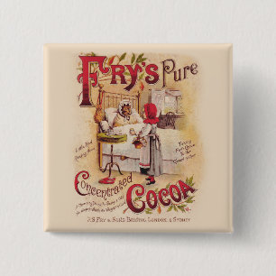 Badge Carré 5 Cm Petit cacao à chapeau rouge