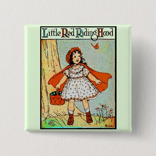 Badge Carré 5 Cm Petit Chaperon Rouge (Devant)