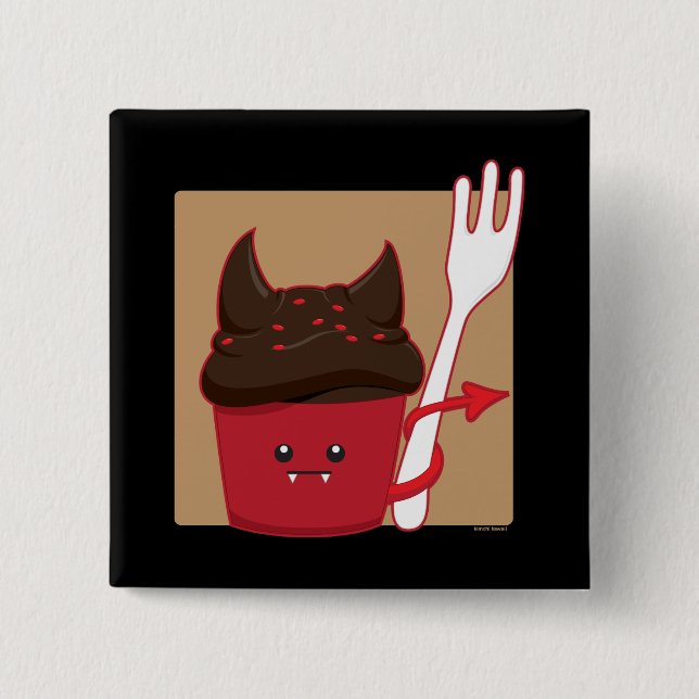 Badge Carré 5 Cm Petit gâteau de nourriture de diables (Devant)