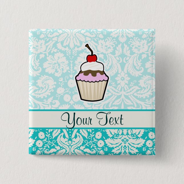 Badge Carré 5 Cm Petit gâteau ; mignon (Devant)