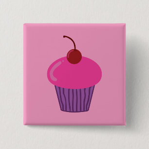 Badge Carré 5 Cm Petit gâteau rose