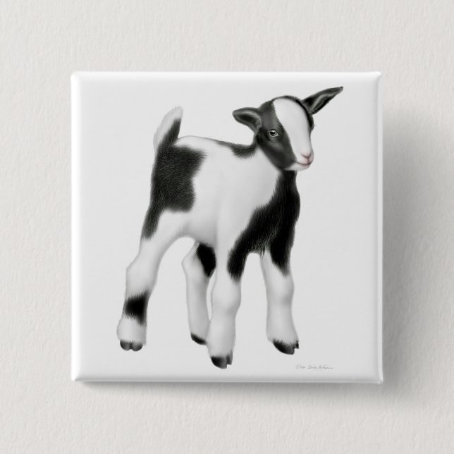 Badge Carré 5 Cm Petit Pin de chèvre de bébé (Devant)